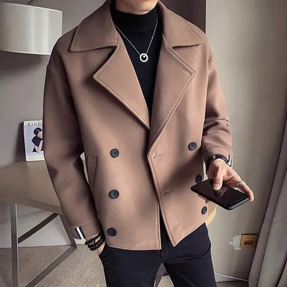 Men's Casual Warm Wool Trench Coat for Autumn/Winter - Modernrush.us