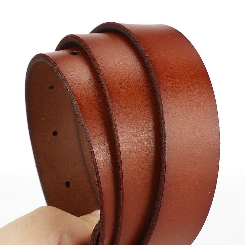 Women's Wide Leather Belt with Round Buckle for Jeans