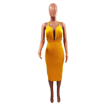 2019 Women's Deep V Backless Bodycon Dress - Modernrush.us