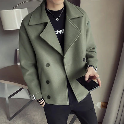 Men's Casual Warm Wool Trench Coat for Autumn/Winter - Modernrush.us
