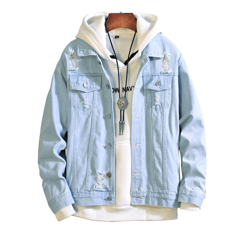 Men's Loose Denim Jacket - Korean Style Casual Wear