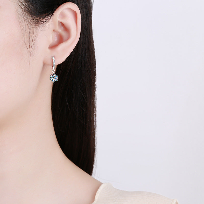 S925 Silver Earrings with Moissanite in Classic Design