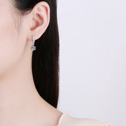 S925 Silver Earrings with Moissanite in Classic Design - Modernrush.us