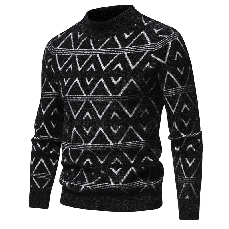New Men's Thick Wool Sweater - Round Neck Knitwear