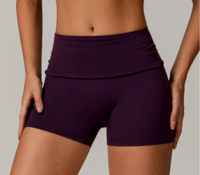 Women's Fold High-Waist Quick-Drying Yoga Shorts