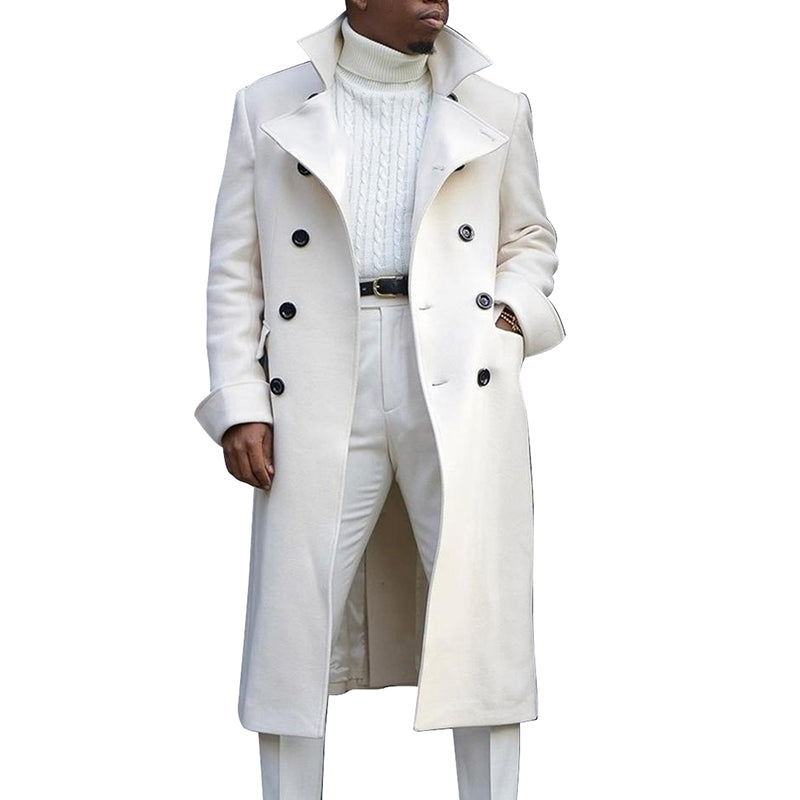 Men's Double Breasted Lapel Trench Coat for Autumn/Winter