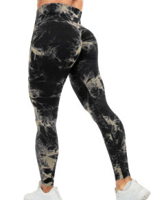 High Waist Tie-Dye Seamless Peach Yoga Tights - Modernrush.us