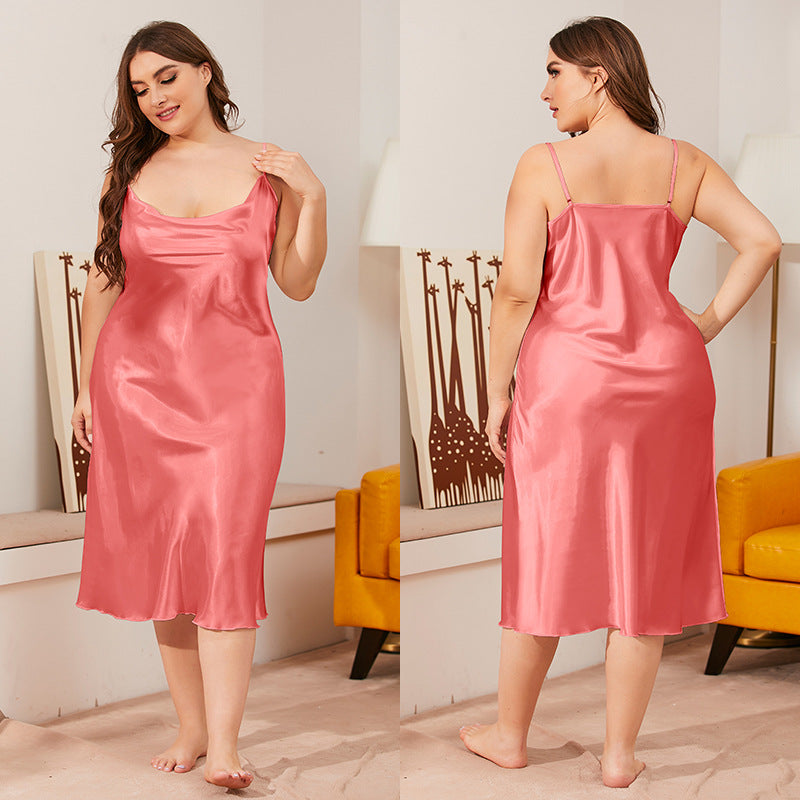 Plus Size Satin Cowl Neck Cami Nightdress for Comfort