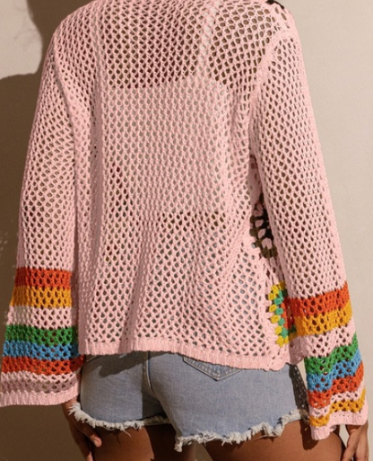 Hand-knitted knitted coat for women, spring-autumn new style, ethnic style, retro openwork Bohemian long-sleeved top - Modernrush.us