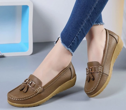 Casual Flat Shoes for Women - Genuine Leather - Modernrush.us