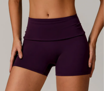 Women's Fold High-Waist Quick-Drying Yoga Shorts - Modernrush.us