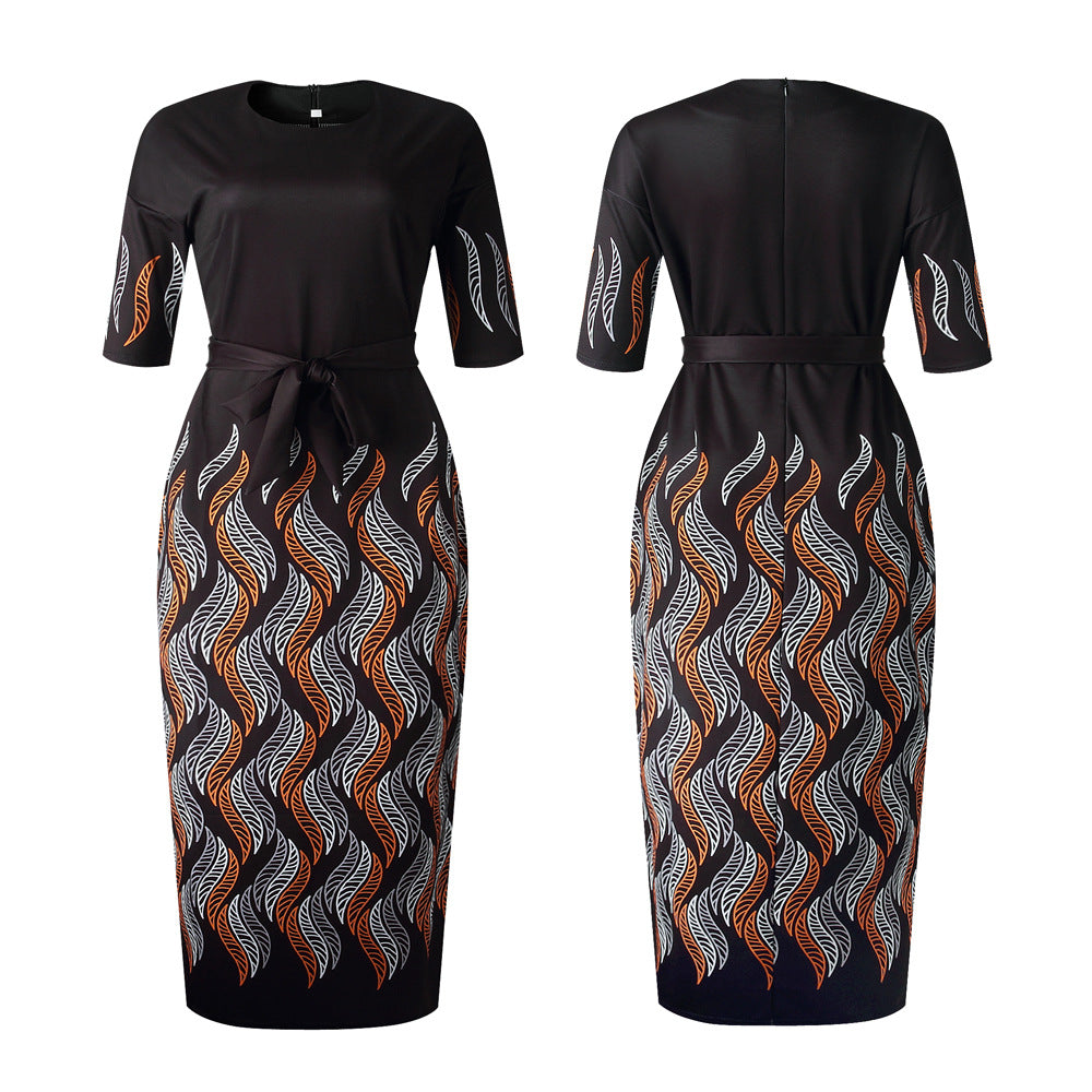 Plus Size African Print Maxi Dress with Side Slits