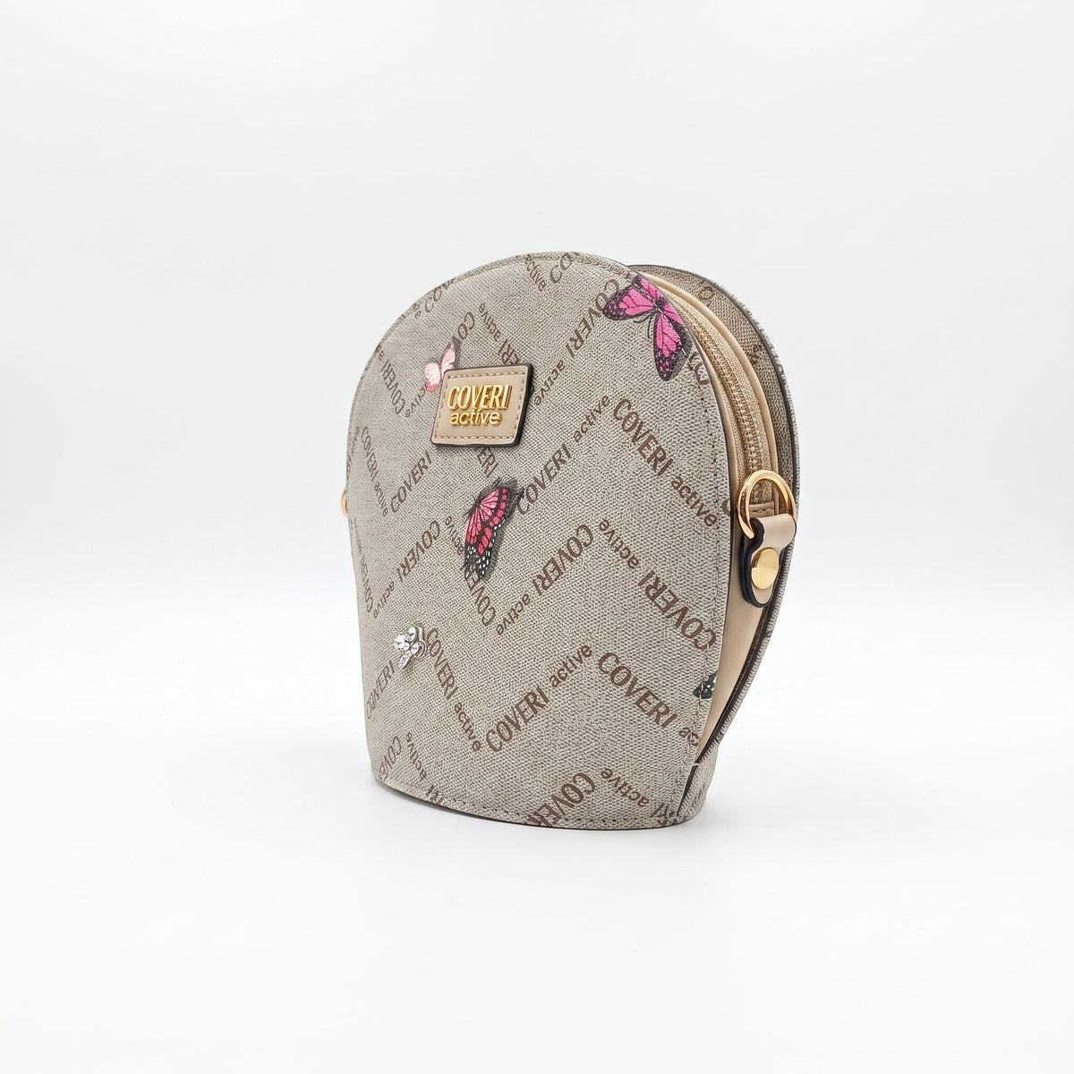 Coveri Active Borsa a Tracolla Tonda, Monogram con Farfalle
