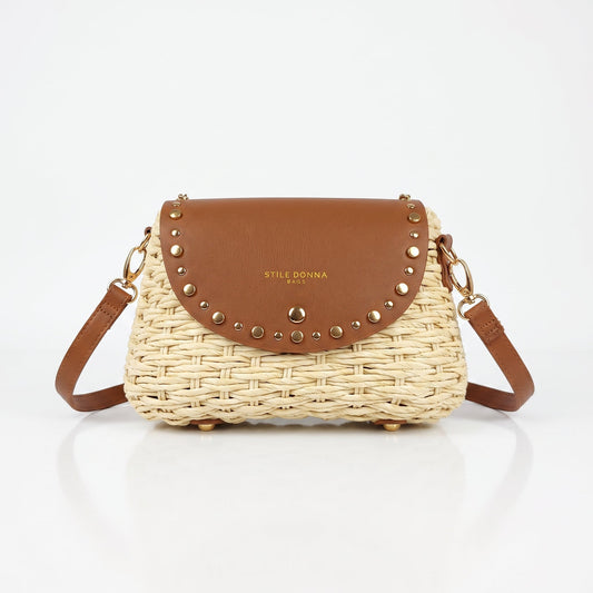 Borsa a Tracolla in Rafia con Patta