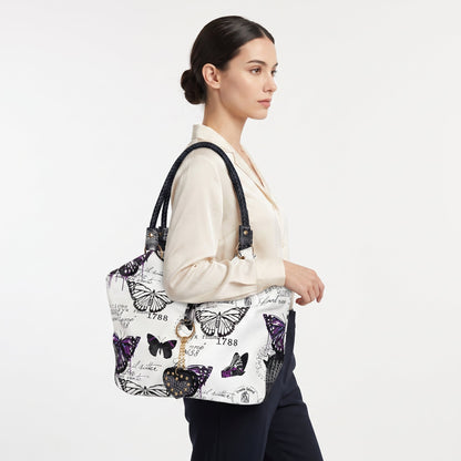 Adelina Borsa a Mano in Canvas Farfalle