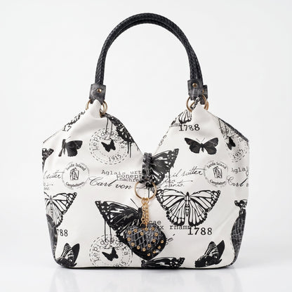 Adelina Borsa a Mano in Canvas Farfalle