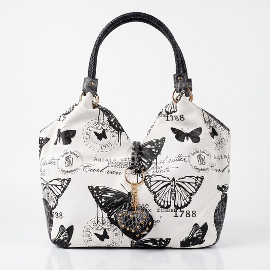 Adelina Borsa a Mano in Canvas Farfalle