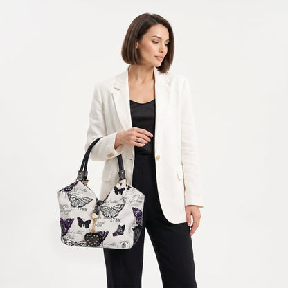 Adelina Borsa a Mano in Canvas Farfalle