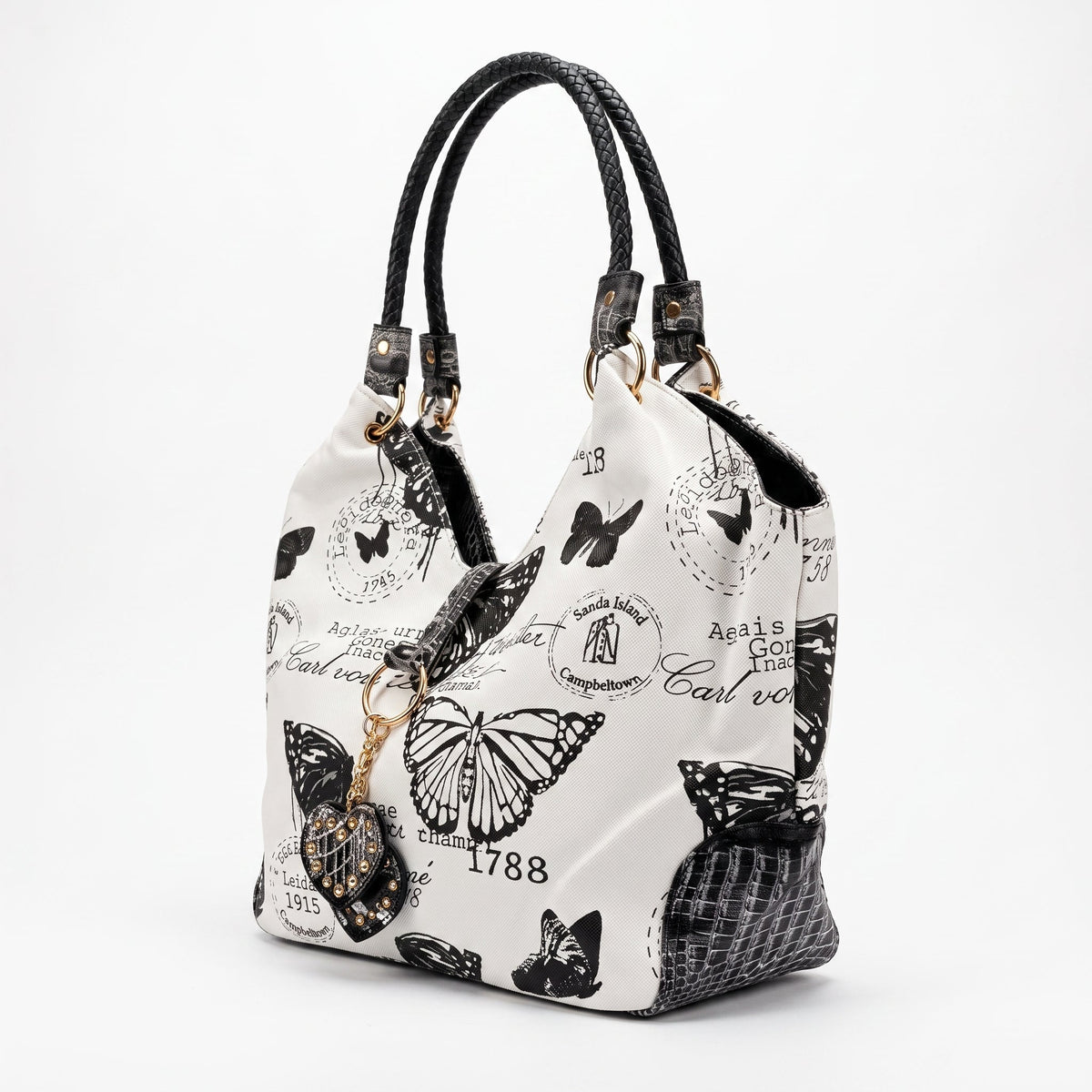 Adelina Borsa a Mano in Canvas Farfalle