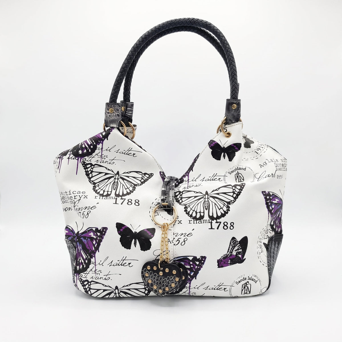 Adelina Borsa a Mano in Canvas Farfalle