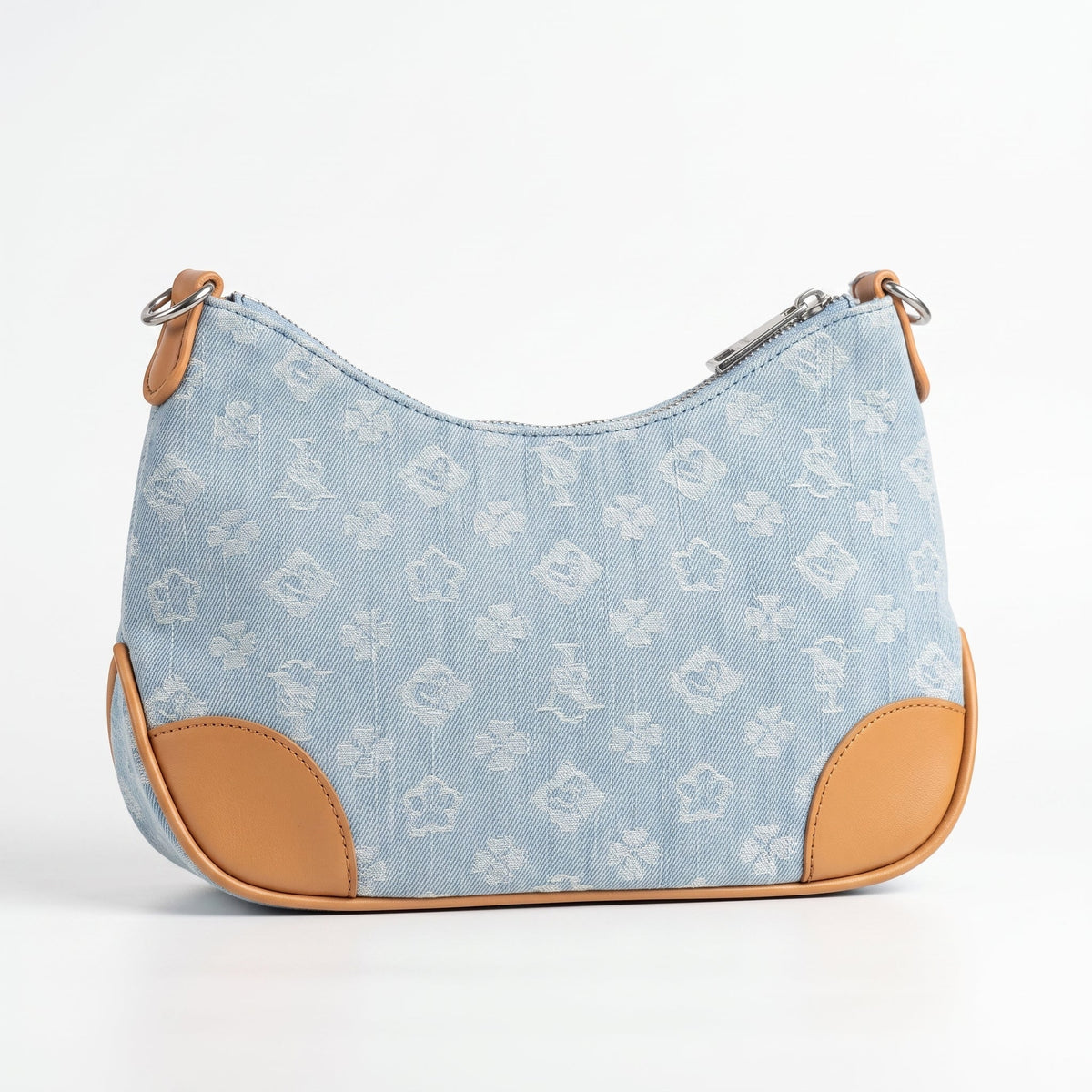 Sweet Years Borsa Hobo in Denim Jacquard con Catena e Tracolla Larga