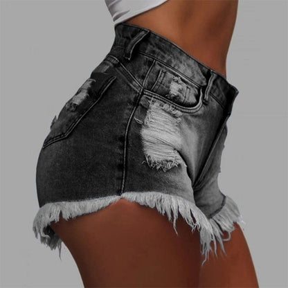 High-Waisted Ripped Denim Shorts for Women - Modernrush.us
