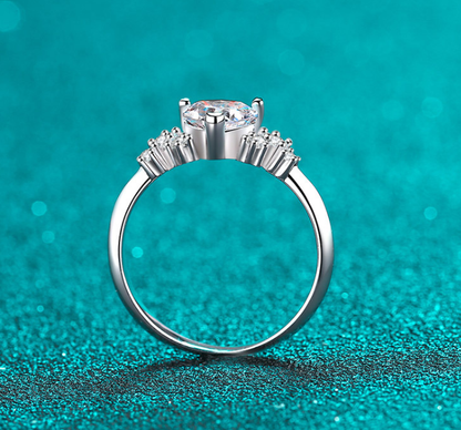 925 Sterling Silver Heart Moissanite Ring - Modernrush.us