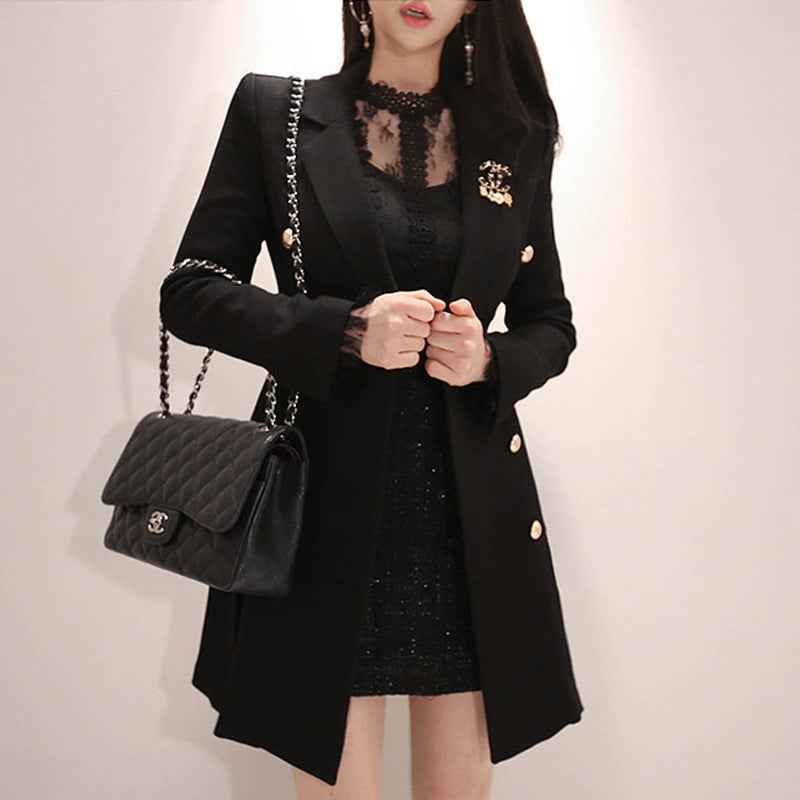 Korean Style Double-Breasted Blazer Dress for Women