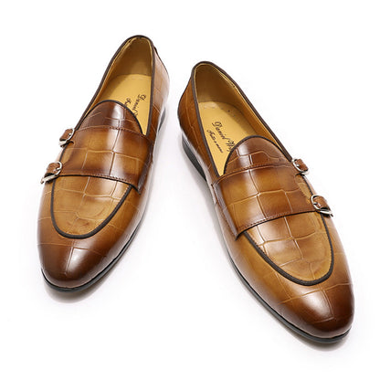 Men's Casual Leather Slip-On Shoes with Stone Pattern - Modernrush.us