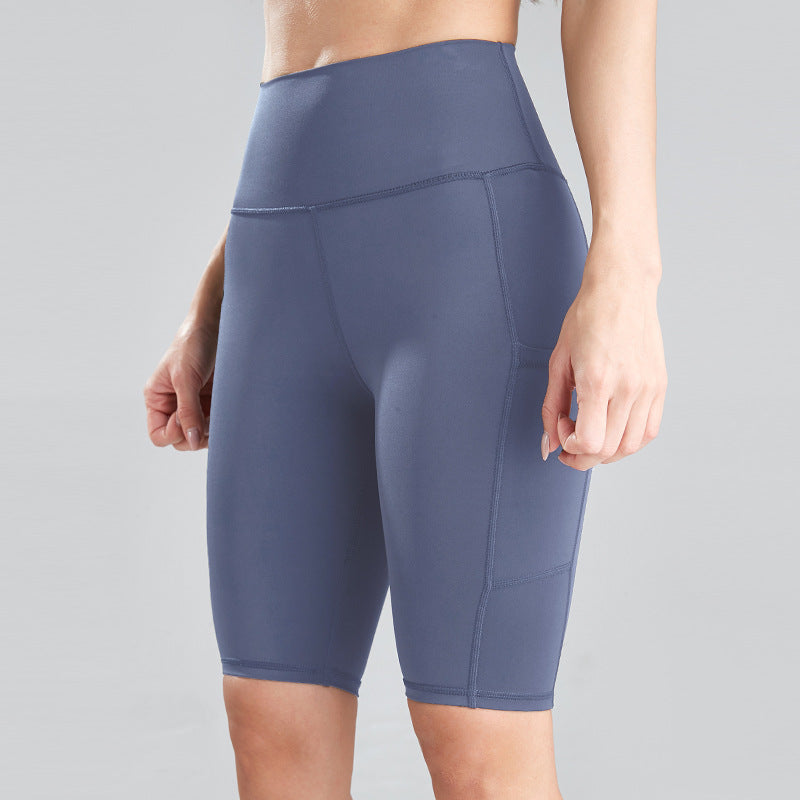 High Waist Peach Butt Yoga Shorts with Pockets