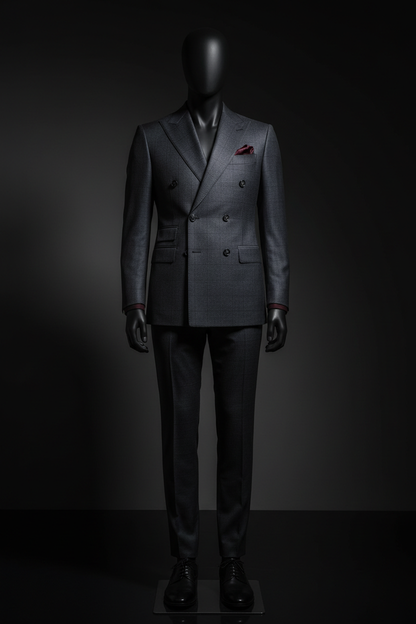 Mens Tailored Two-Piece Formal Suit With Double-Breasted Jacket - Modernrush.us