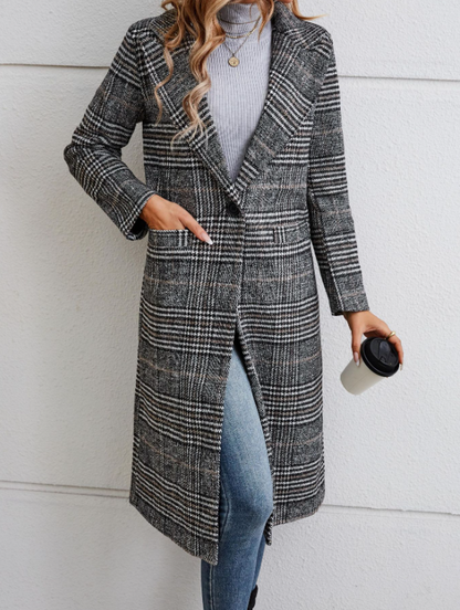 Double-Breasted Long Woolen Coat with Suit Collar - Modernrush.us