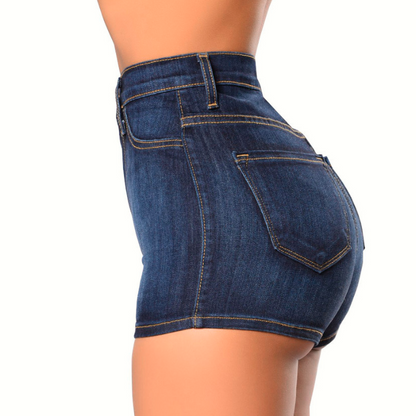 Women's Blue Slim Fit Denim Shorts for Beach & Events - Modernrush.us