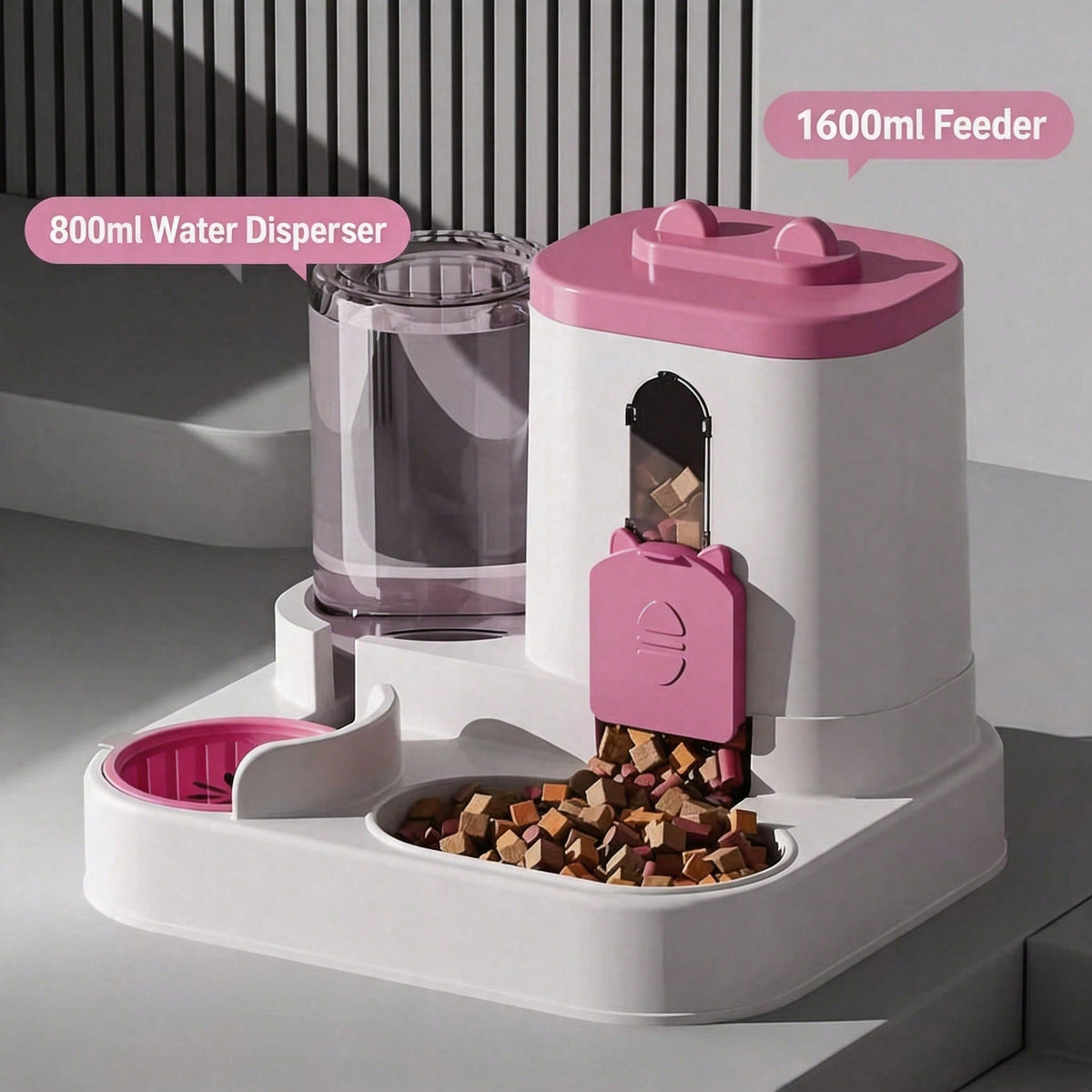 4 Colors Gravity Pet Feeder Water Dispenser Cute Cat Shaped Automatic Food Water Bowl Large Capacity Detachable Stable Anti Slip Base Feeding Supplies For Cats Puppies Small Animals Home Indoor Use - Modernrush.us