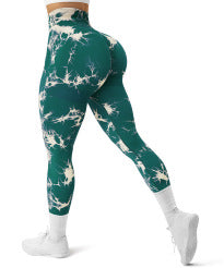 High Waist Tie-Dye Seamless Peach Yoga Tights - Modernrush.us
