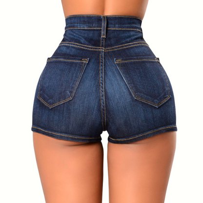 Women's Blue Slim Fit Denim Shorts for Beach & Events - Modernrush.us