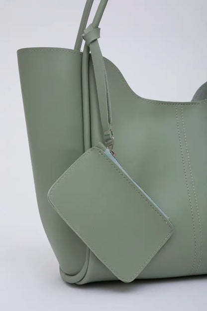 Mint green SHK108 faux leather women hand shoulder with wallet makeup