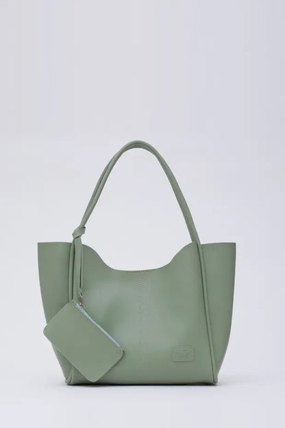 Mint green SHK108 faux leather women hand shoulder with wallet makeup