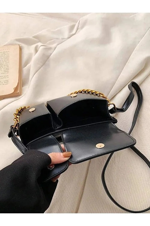 Women black baguette bag squirrel accessory design elegant shoulder