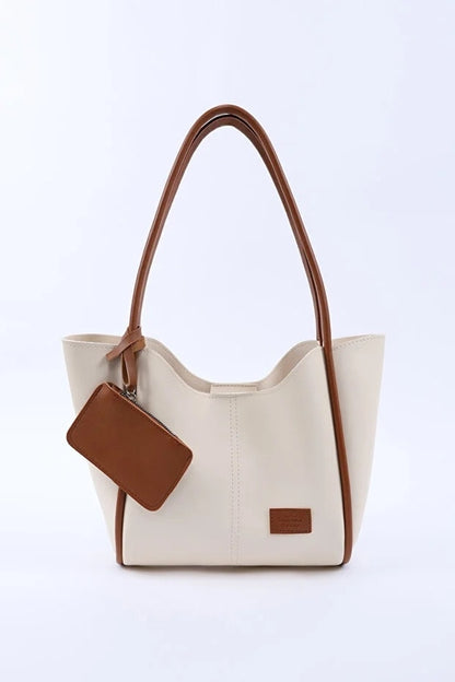 Cream tan SHK108 faux leather women hand shoulder with wallet makeup