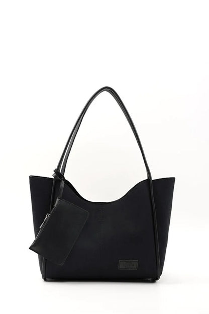 Black suede SHK108 women hand and shoulder bag with wallet makeup