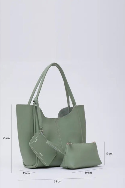 Mint green SHK108 faux leather women hand shoulder with wallet makeup