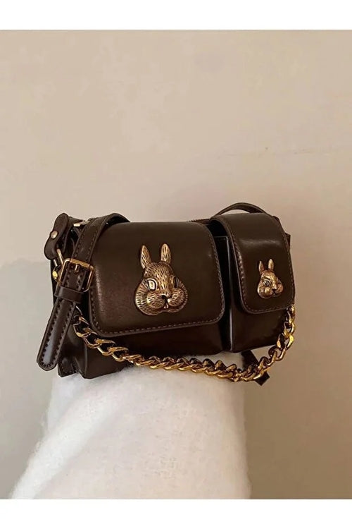 Women camel baguette squirrel accessory design stylish shoulder