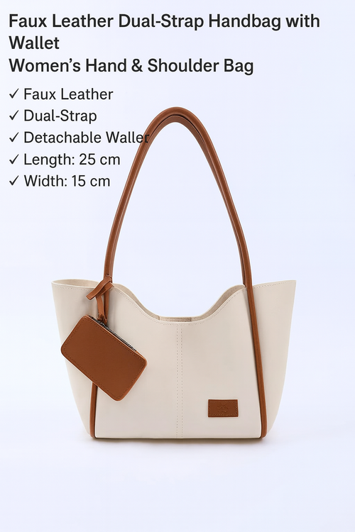 Cream tan SHK108 faux leather women hand shoulder with wallet makeup