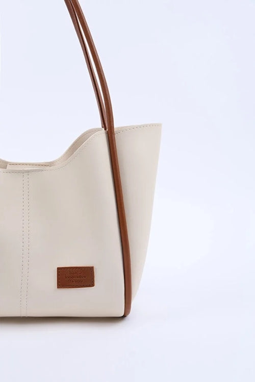 Cream tan SHK108 faux leather women hand shoulder with wallet makeup