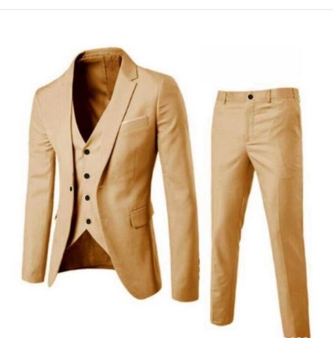 Men's Slim Fit Solid Color Business Suit Set (3 Pieces)