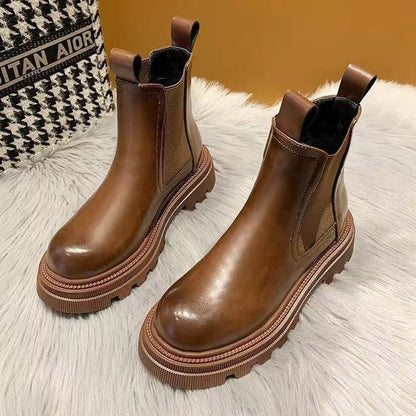 Women's Martin Short Boots - Thick-Soled British Style - Modernrush.us