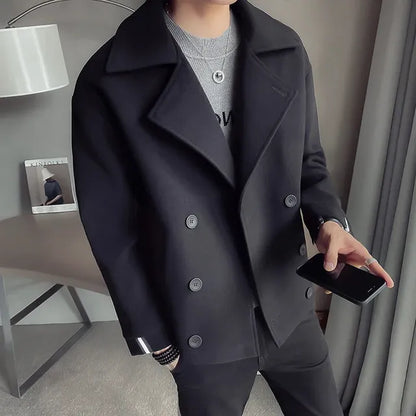 Men's Casual Warm Wool Trench Coat for Autumn/Winter - Modernrush.us