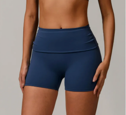 Women's Fold High-Waist Quick-Drying Yoga Shorts - Modernrush.us