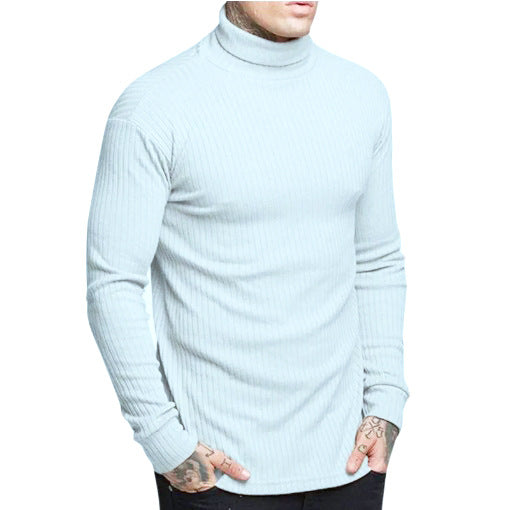 Casual Men's High Neck Solid Color Knitwear